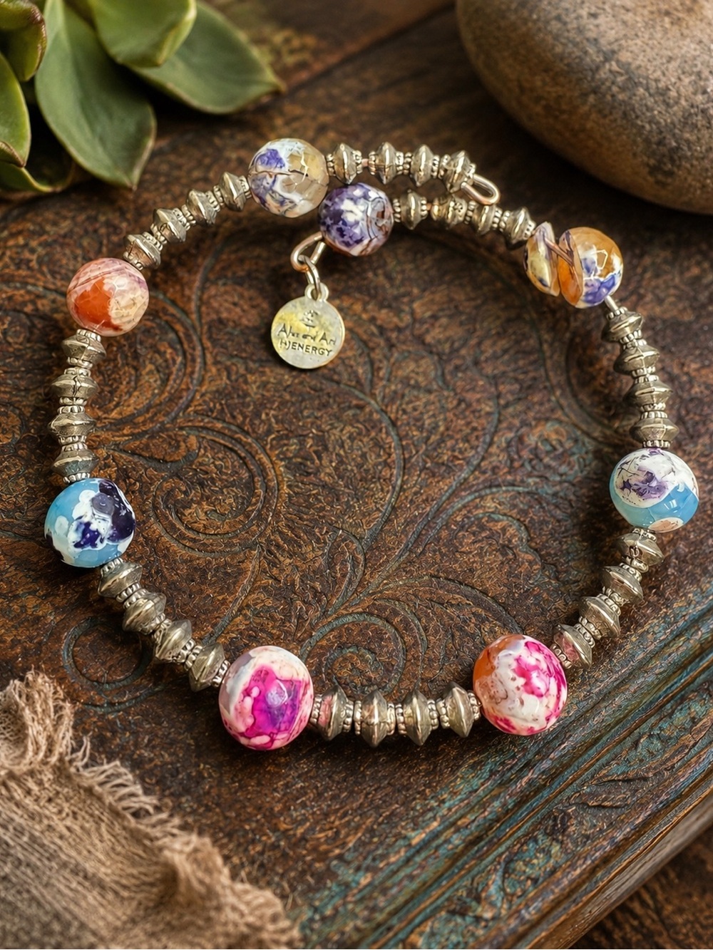 Multi-color beaded bracelet from Alex and Ani.  Infused with + Energy Technology